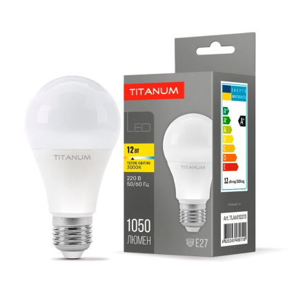 LED лампа TITANUM A60 12W E27 3000K, Titanum, 26455