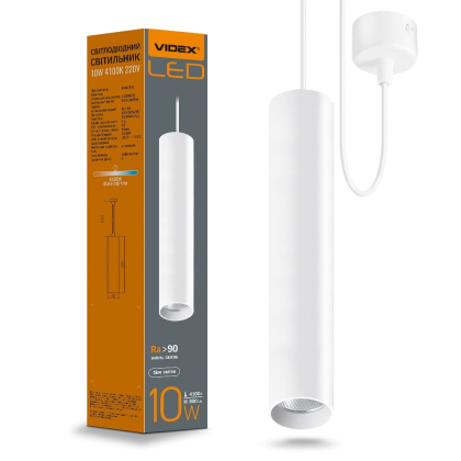LED світильник підвісний накладний VIDEX 10W 4100K білий, Videx, 26482