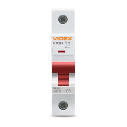 Автоматичний вимикач RS4 1п 6А 4,5кА С VIDEX RESIST, Videx, 26502
