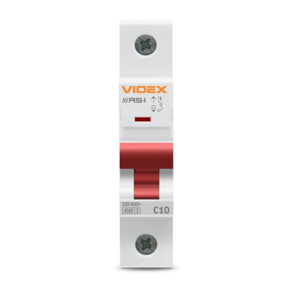 Автоматичний вимикач RS4 1п 10А С 4,5кА VIDEX RESIST, Videx, 26503
