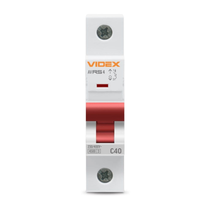 Автоматичний вимикач RS4 1п 40А С 4,5кА VIDEX RESIST, Videx, 26510