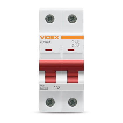Автоматичний вимикач RS4 2п 32А С 4,5кА VIDEX RESIST, Videx, 26518