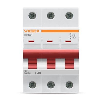 Автоматичний вимикач RS4 3п 40А С 4,5кА VIDEX RESIST, Videx, 26536