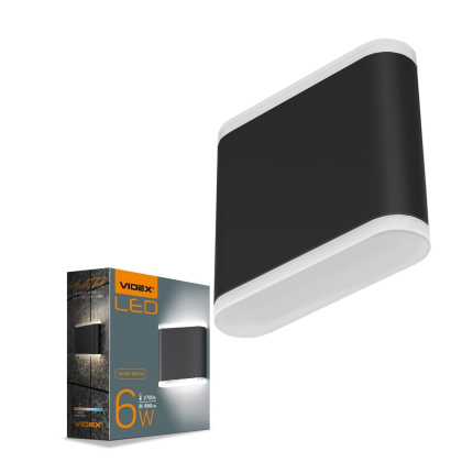 LED Світильник архітектурний AR06 IP54 VIDEX 6W 2700K чорний, Videx, 26542