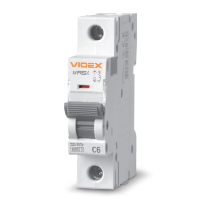 Автоматичний вимикач RS6 1п 6А 6кА С VIDEX RESIST, Videx, 26545