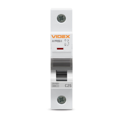 Автоматичний вимикач RS6 1п 25А 6кА С VIDEX RESIST, Videx, 26549