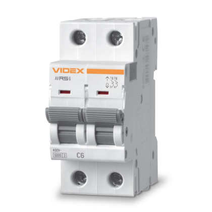 Автоматичний вимикач RS6 2п 6А 6кА С VIDEX RESIST, Videx, 26555