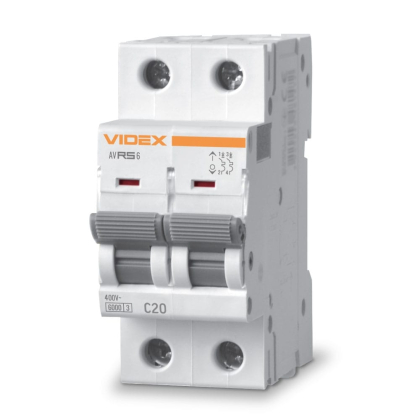 Автоматичний вимикач RS6 2п 20А 6кА С VIDEX RESIST, Videx, 26560