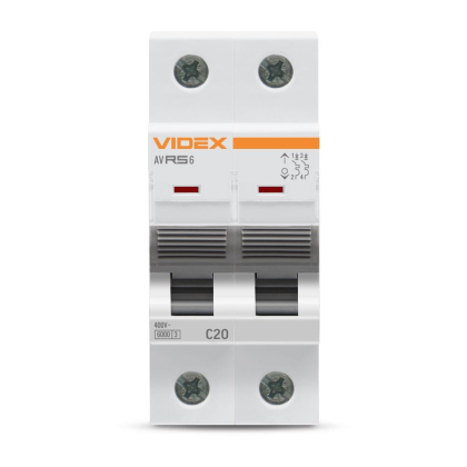 Автоматичний вимикач RS6 2п 20А 6кА С VIDEX RESIST, Videx, 26560