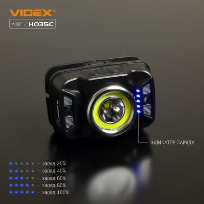 Налобний світлодіодний ліхтарик VIDEX VLF-H035C 410Lm 5000K, Videx, 26571