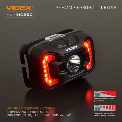 Налобний світлодіодний ліхтарик VIDEX VLF-H025C 310Lm 5000K, Videx, 26572