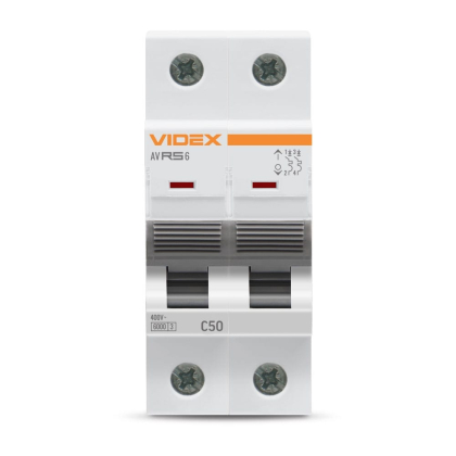 Автоматичний вимикач RS6 2п 50А 6кА С VIDEX RESIST, Videx, 26576