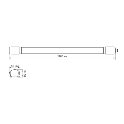 LED світильник IP65 лінійний TITANUM 36W 1.2М 6500K, Titanum, 26707