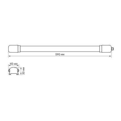 LED світильник IP65 лінійний TITANUM 18W 0.6М 6500K, Titanum, 26708