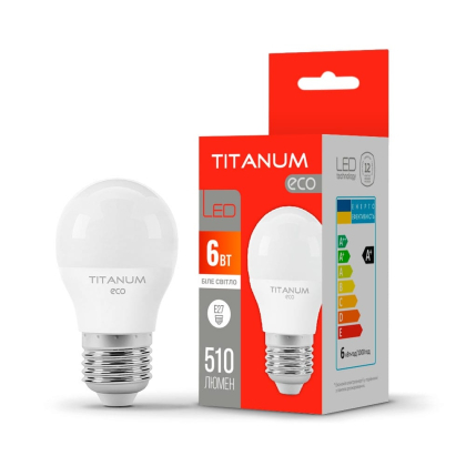 LED лампа TITANUM RED G45 6W E27 4100K 220V, Titanum, 26809