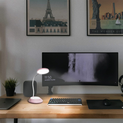 LED лампа настiльна з акумулятором TITANUM TLTF-022P 7W 3000-6500K USB рожева, Titanum, 26845