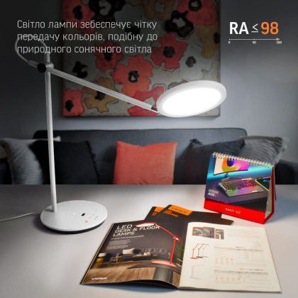 LED лампа настiльна VIDEX VL-TF15W 20W 4100K біла, Videx, 26905