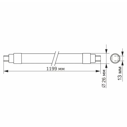 LED FITO лампа VIDEX T8F 18W 1.2M, Videx, 27000