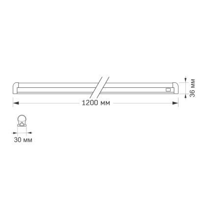 LED FITO світильник лінійний VIDEX T8 1,2М 20W, Videx, 27002