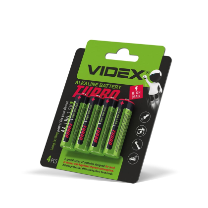 Батарейка лужна Videx LR6/AA Turbo 4шт BLISTER, Videx, 27020