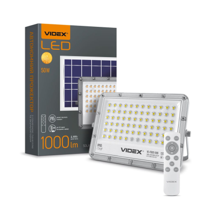 LED прожектор автономний VIDEX 1000LM 5000K 3.2V, Videx, 27063