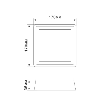 LED Світильник квадратний накладний TITANUM 18W 5000K 220V, Titanum, 27088