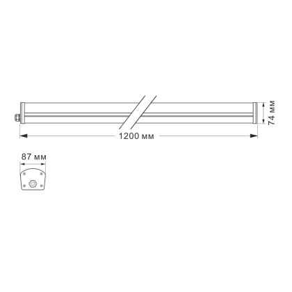 LED світильник IP65 лінійний VIDEX 48W 1,2М 5000K, Videx, 27180