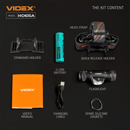 Налобний світлодіодний ліхтарик VIDEX VLF-H065A 1200Lm 5000K, Videx, 27213