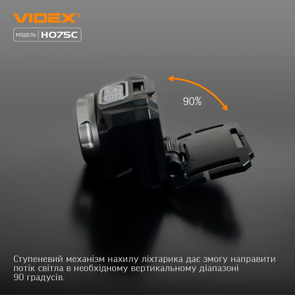 Налобний світлодіодний ліхтарик VIDEX VLF-H075C 550Lm 5000K, Videx, 27298