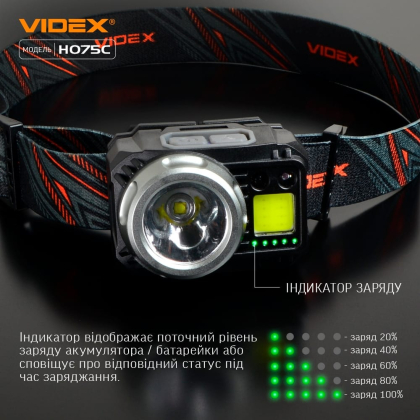 Налобний світлодіодний ліхтарик VIDEX VLF-H075C 550Lm 5000K, Videx, 27298