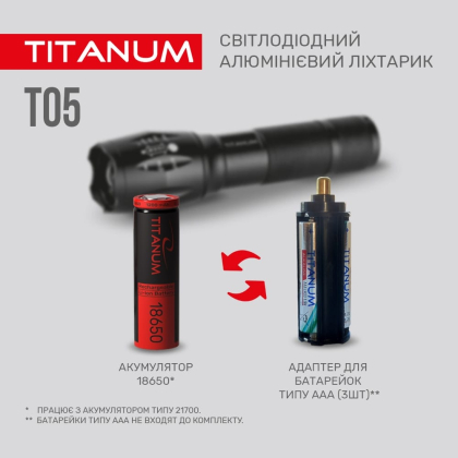 Портативний світлодіодний ліхтарик TITANUM TLF-T05 300Lm 6500K, Titanum, 27320