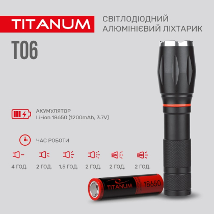 Портативний світлодіодний ліхтарик TITANUM TLF-T06 300Lm 6500K, Titanum, 27321