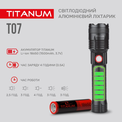 Портативний світлодіодний ліхтарик TITANUM TLF-T07 700Lm 6500K, Titanum, 27322