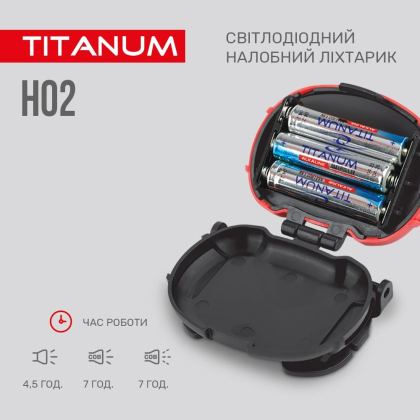 Налобний світлодіодний ліхтарик TITANUM TLF-H02 100Lm 6500K, Titanum, 27325