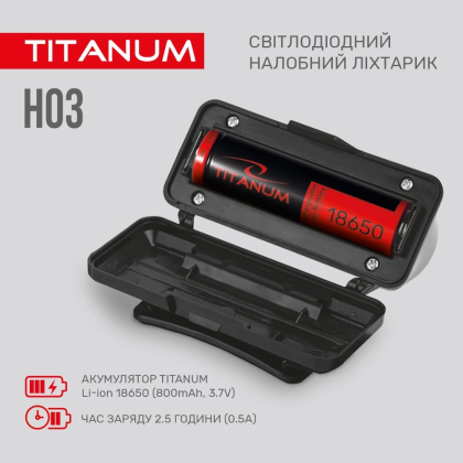 Налобний світлодіодний ліхтарик TITANUM TLF-H03 180Lm 6500K, Titanum, 27326