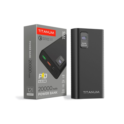 Повербанк TITANUM 727S 20000mAh 22.5W Black, Titanum, 27362