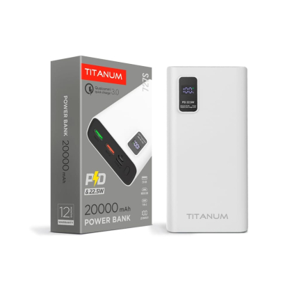 Повербанк TITANUM 727S 20000mAh 22.5W White, Titanum, 27363
