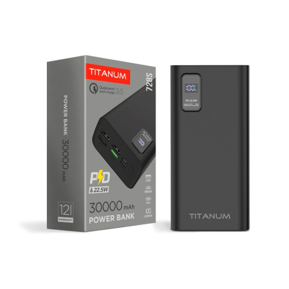 Повербанк TITANUM 728S 30000mAh 22.5W Black, Titanum, 27364