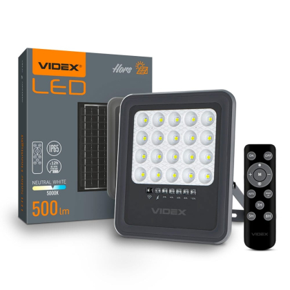 LED прожектор автономний VIDEX 500Lm 5000K, Videx, 27409