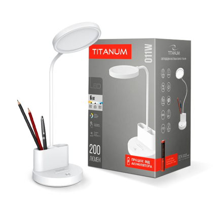 LED лампа настiльна з акумулятором TITANUM TLTF-011W 6W 2700-6000K, Titanum, 27413