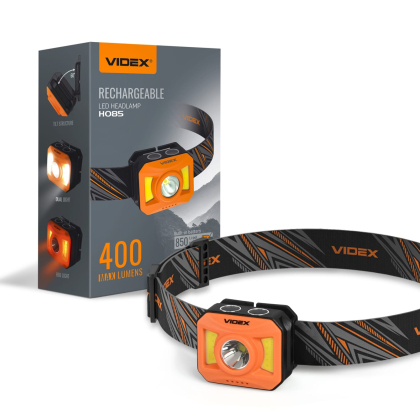 Налобний світлодіодний ліхтарик VIDEX VLF-H085-OR 400Lm 5000K, Videx, 27529