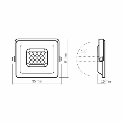LED прожектор VIDEX F2e 10W 900Lm 5000K 220V, Videx, 27540