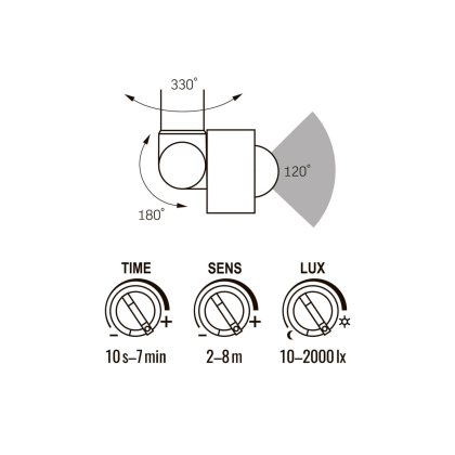 LED прожектор VIDEX F2e 10W 900Lm 5000K 220V з датчиком руху та освітленості, Videx, 27541