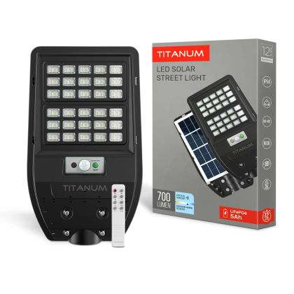LED світильник сонячний IP54 TITANUM 700Lm 5000K Сенсорний, Titanum, 27550