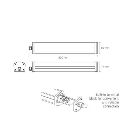 LED світильник IP65 лінійний VIDEX 24W 0,6М 4000K, Videx, 27572
