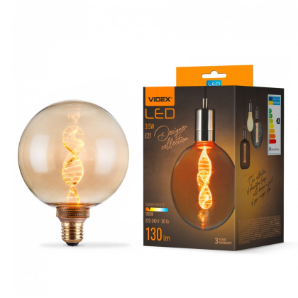 LED лампа VIDEX Filament VL-DNA-G125-A 3.5W E27 1800K Amber, Videx, 27609