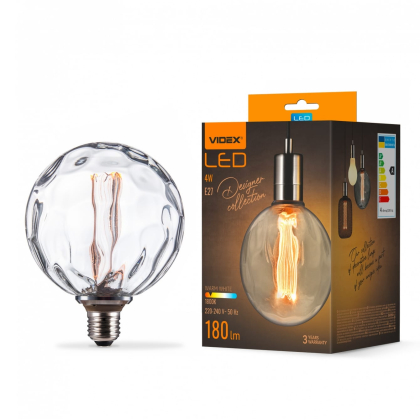 LED лампа VIDEX Filament VL-DI-G125FC1980 4W E27 1800K, Videx, 27611