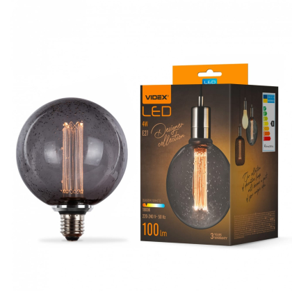 LED лампа VIDEX Filament VL-DI-G125FC1979S 4W E27 1800K Smoke, Videx, 27612