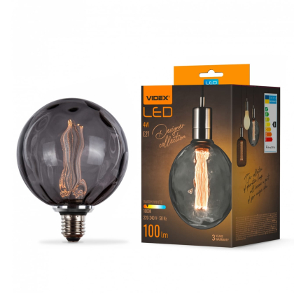 LED лампа VIDEX Filament VL-DI-G125FC1980S 4W E27 1800K Smoke, Videx, 27613