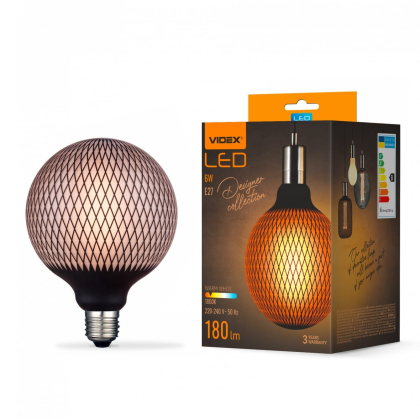 LED лампа VIDEX Filament VL-DG125BP 6W E27 1800K Black Magician net, Videx, 27618